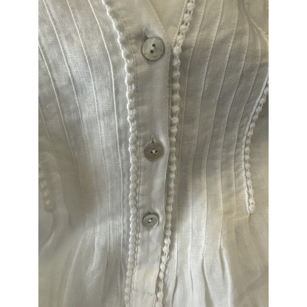 J. Jill x Love Linen Pintuck Mother of Pearl Button Top Lagenlook Plus Size 1X - Picture 5 of 13